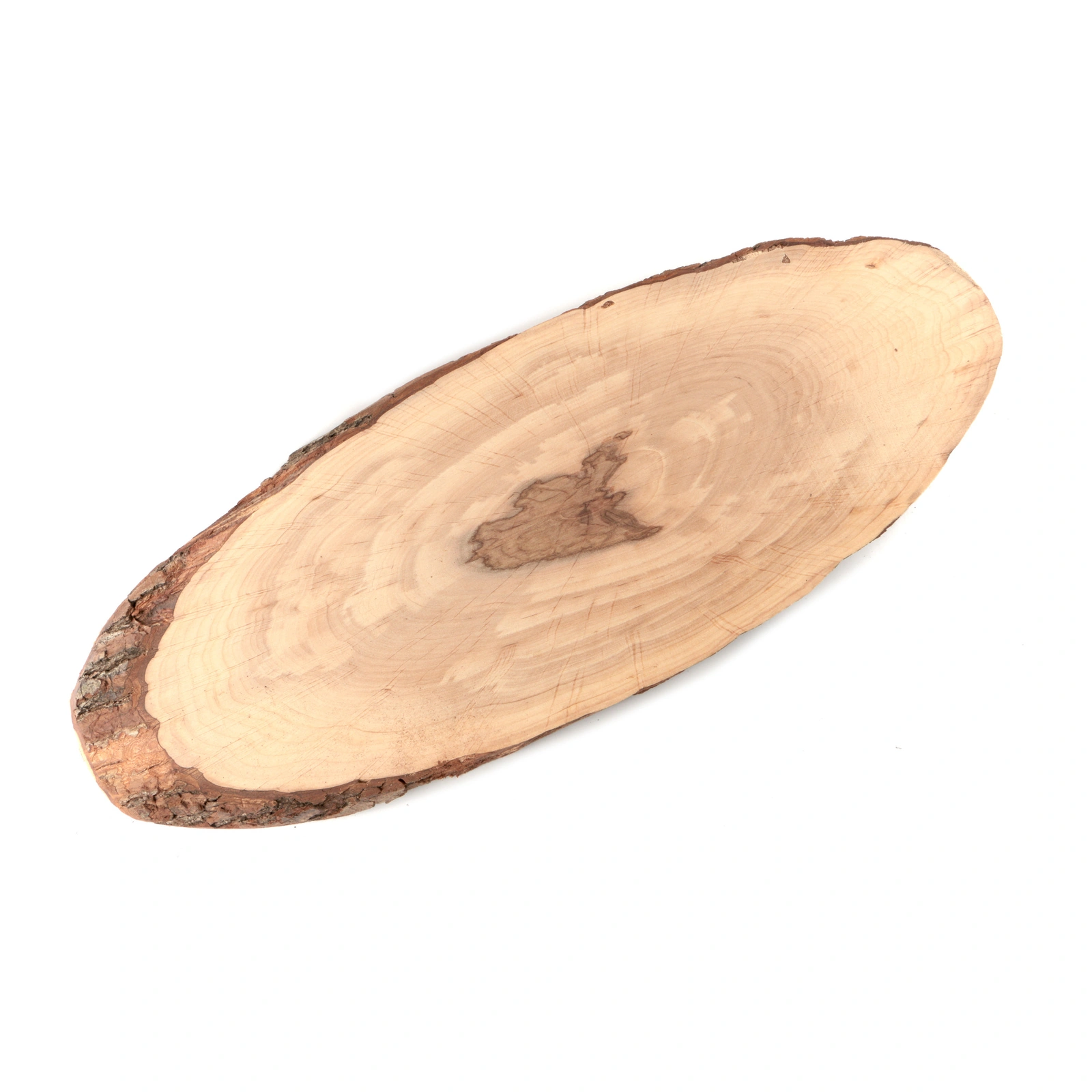 Large oval alder wood serving board with natural edge, 50 to 58cm long and 15 to 18cm wide