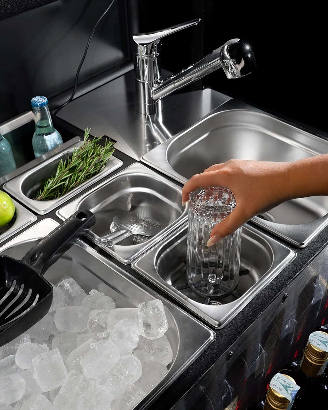 Mobile Bar Station with Sink Professional, 150cm