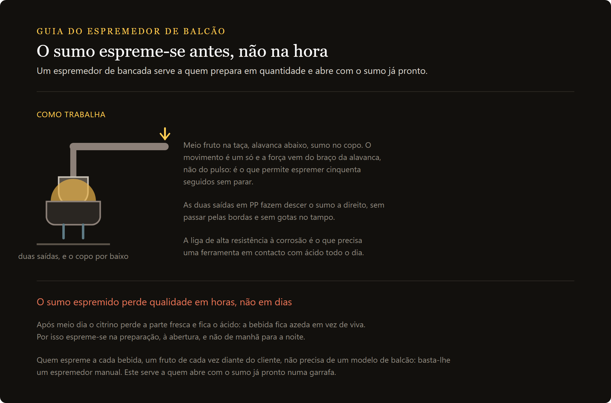 espremedor de citrinos vintage: o espremedor de alavanca de pousar e o momento certo para espremer