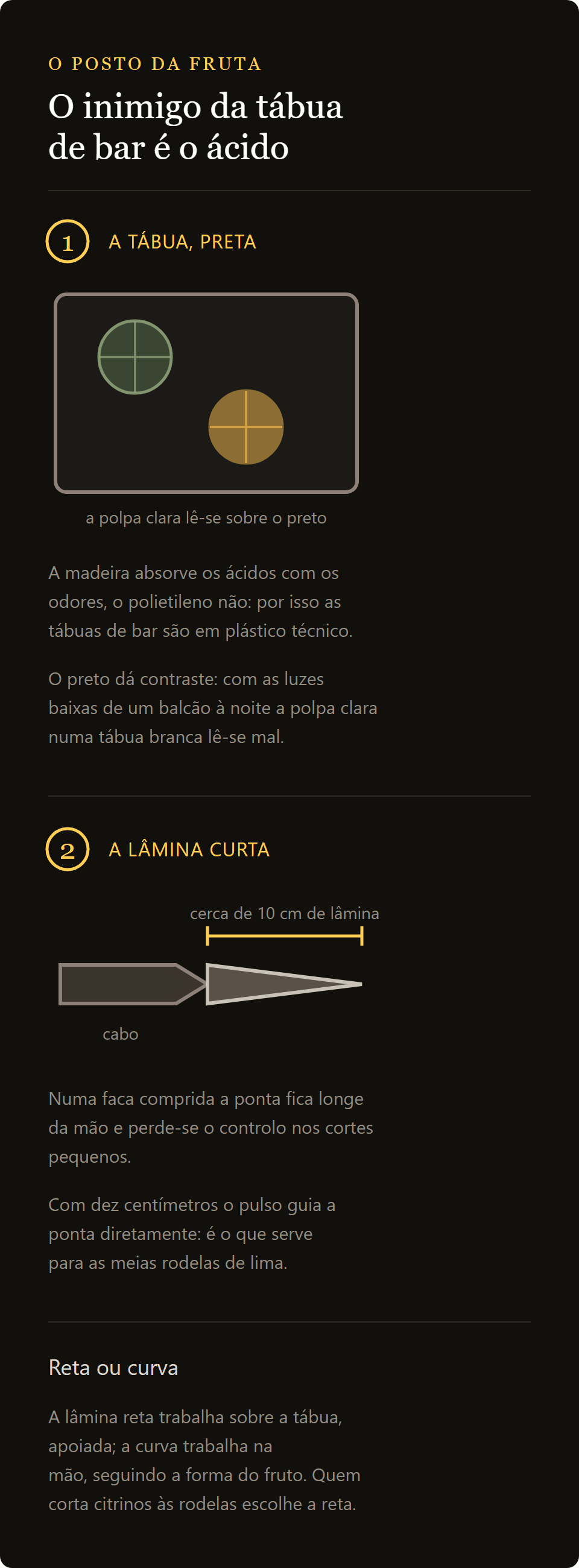 tábua de corte preta: a tábua em polietileno preto e a lâmina curta da faca de descascar