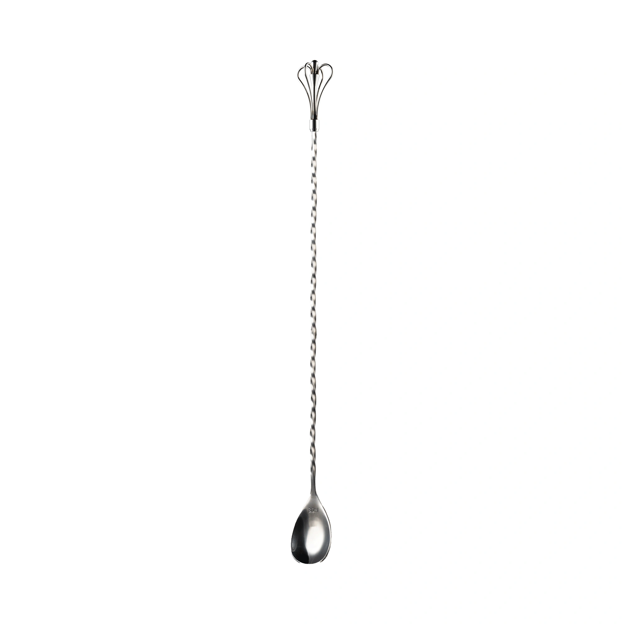 colher de bar swizzle: colher The Bars com coroa de quatro arcos no topo da haste em espiral